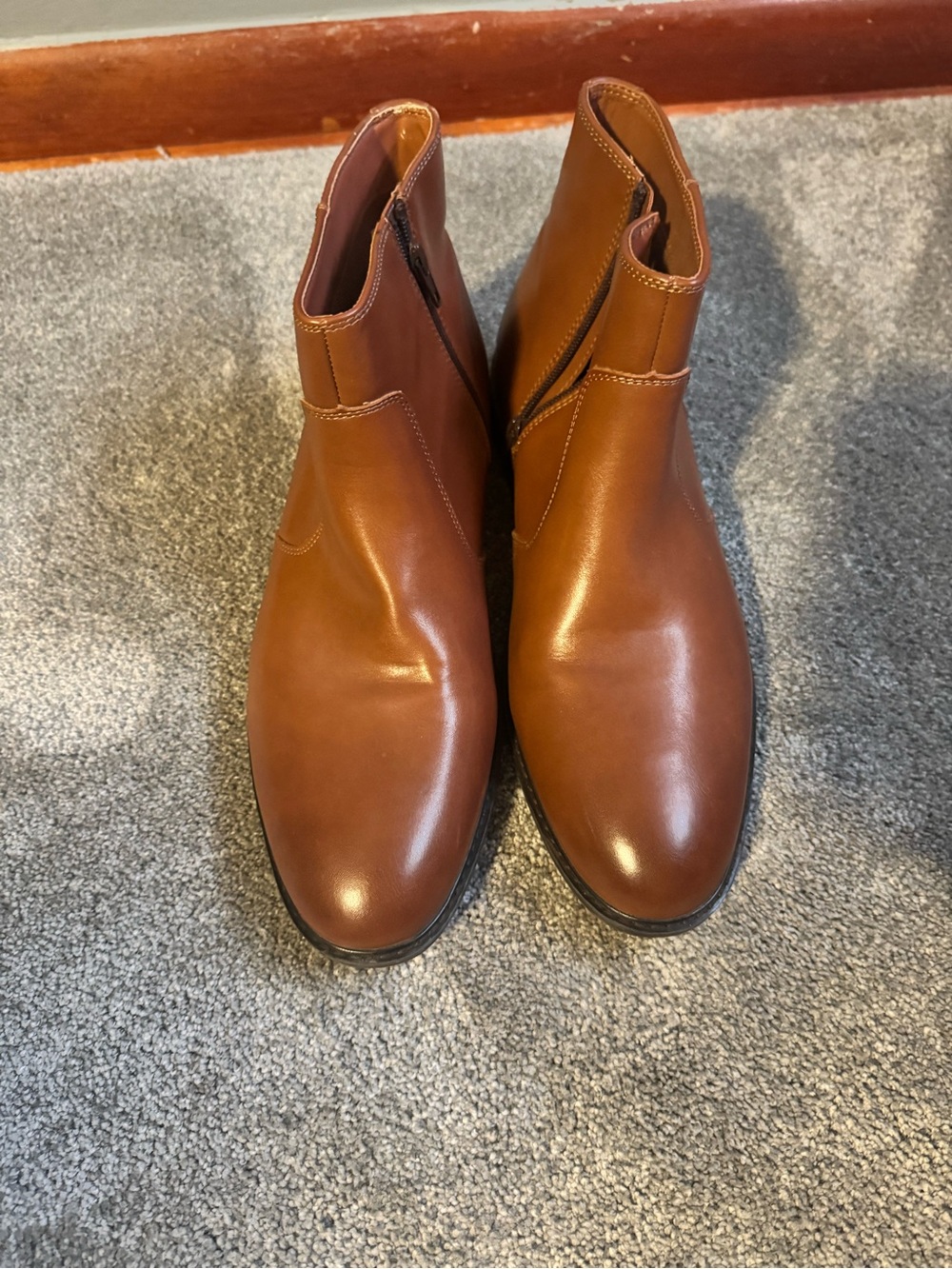 Alfani Men's Tan Brown Leather Chukka Zip Boots